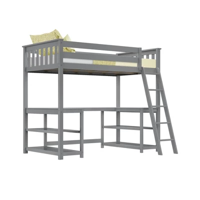 Max & Lily Twin-Size High Loft Bed With Wraparound Desk & Shelves - Image 5