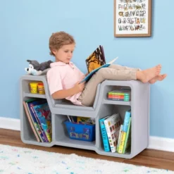 Cozy Cubby Reading Nook Bookshelf Black - Simplay3