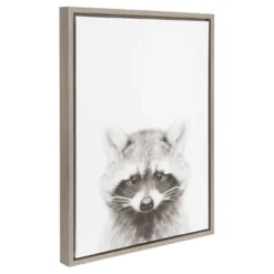 Raccoon Framed Canvas Art Gray (24"x18") - Uniek