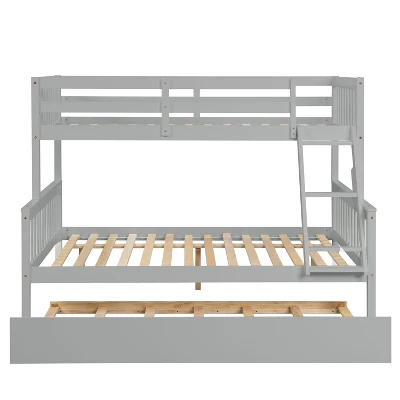 Twin Over Full Bunk Bed With Trundle Bed, Ladder And Safety Rails-ModernLuxe - Image 4