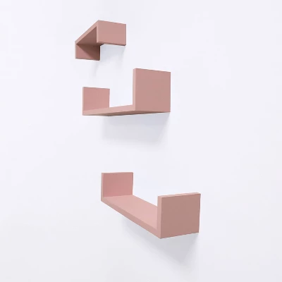 Set Of 3 Picture Ledge Shelf For Kids' Room Pink - InPlace - Image 7