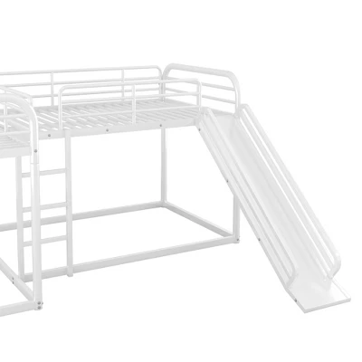 Full And Twin Size L-Shaped Metal Bunk Bed With Slide And Ladder-ModernLuxe - Image 9