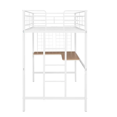 Twin Metal Loft Bed With Desk And Metal Grid - ModernLuxe - Image 8