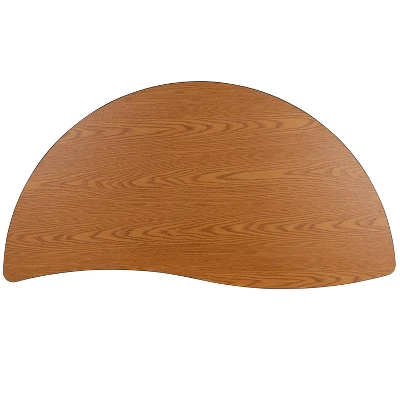 Emma And Oliver 60" Half Circle Wave Flexible Collaborative Oak Kids Adjustable Height Activity Table - Image 6