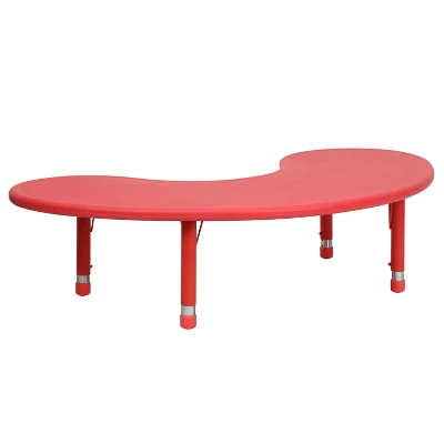 Flash Furniture 35"W X 65"L Half-Moon Plastic Height Adjustable Activity Table - Image 10