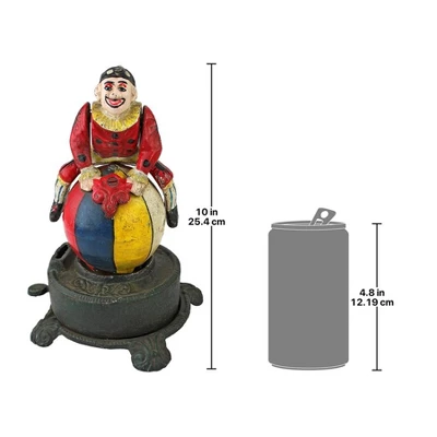 Design Toscano Spinning Acrobat Clown On Globe Authentic Iron Mechanical Bank - Image 5