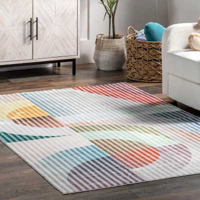 NuLOOM Erikka Abstract Striped Kids Machine Washable Area Rug - Image 8