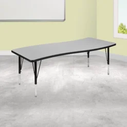 Flash Furniture 26"W X 60"L Rectangle Wave Flexible Collaborative Thermal Laminate Activity Table - Height Adjustable Short Legs
