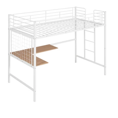 Twin Metal Loft Bed With Desk And Metal Grid - ModernLuxe - Image 4