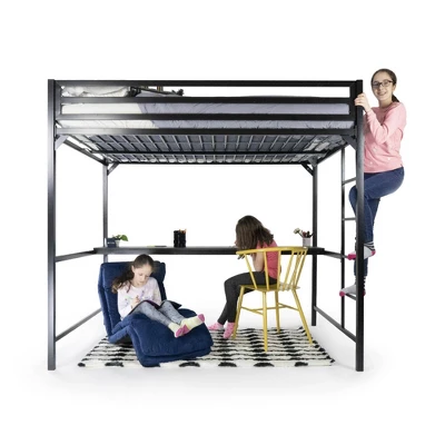 Twin Max Metal Loft Bed With Desk Black - Room & Joy - Image 6
