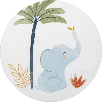 NuLOOM Elain Cheerful Elephant Machine Washable Kids Area Rug - Image 9