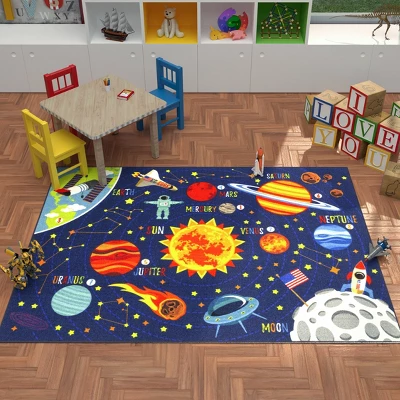 KC CUBS Boy & Girl Kids Outer Space Solar System Planets Educational Learning & Game Play Area Nursery Bedroom Classroom Rug Carpet - Image 2