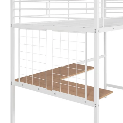 Twin Metal Loft Bed With Desk And Metal Grid - ModernLuxe - Image 9