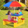 Costway Kids Picnic Table Set W/Removable Umbrella Indoor Outdoor Garden Patio