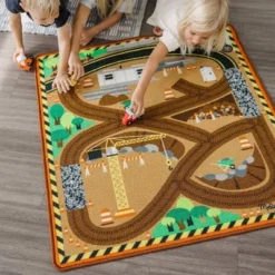 Melissa & Doug Round The Site Construction Truck Rug