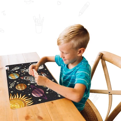 Merka Kids Wipeable Plastic Placemats For Dining Table - Ocean, Space, Jungle, Unicorns For Ages 2 And Up, Set Of 4 - Image 2
