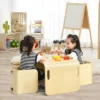 Costway 3 Piece Kids Wooden Table & Chair Set Children Multipurpose Homeschool Furniture