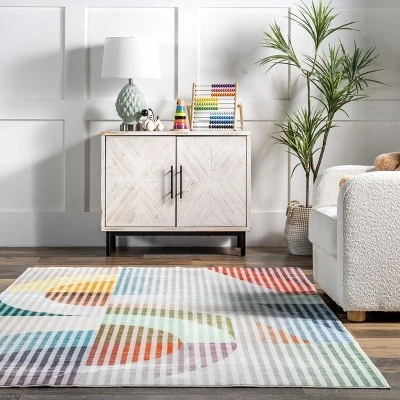 NuLOOM Erikka Abstract Striped Kids Machine Washable Area Rug - Image 7