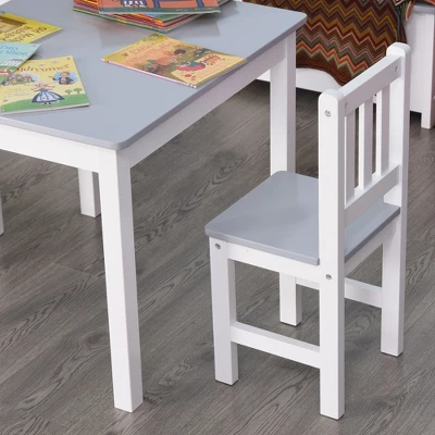 Qaba Kids Table And Chair Set For Arts, Meals, Lightweight Wooden Homework Activity Center, Toddlers Age 3+, Gray - Image 5
