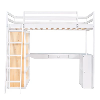 Loft Bed With Ladder, Shelves, And Desk - ModernLuxe - Image 4