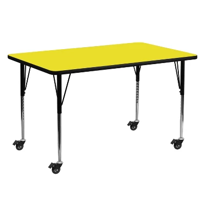 Flash Furniture Mobile 24''W X 60''L Rectangular HP Laminate Activity Table - Standard Height Adjustable Legs - Image 2