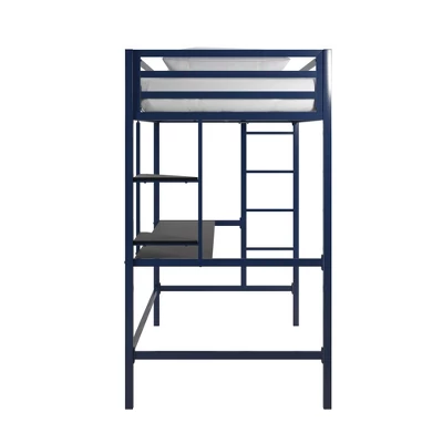 Twin Maxwell Metal Loft Bed With Desk & Shelves Blue/Black - Novogratz - Image 4