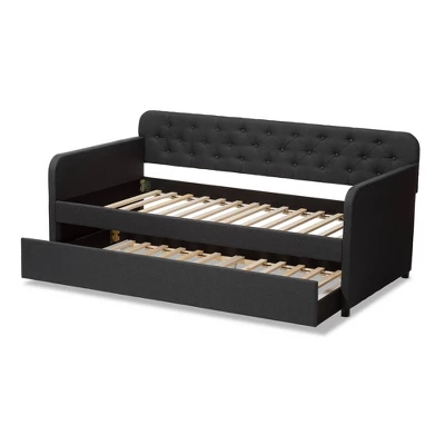 Twin Camelia Fabric Upholstered Button Tufted Sofa Daybed Gray - Baxton Studio - Image 4