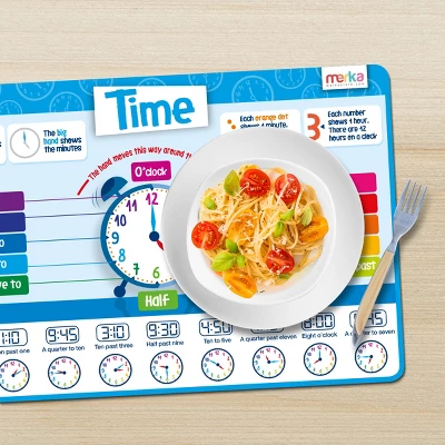 Merka Kids Educational Placemats For Kids Placemats Wipeable Set Of 4 Wipeable Silicone Mats Time Money Calendar & Season - Image 6