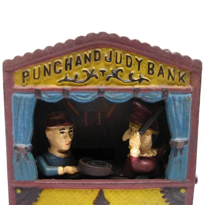 Design Toscano Punch And Judy Theater Collectors' Die Cast Iron Mechanical Coin Bank - Image 2