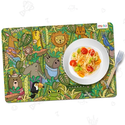 Merka Kids Wipeable Plastic Placemats For Dining Table - Ocean, Space, Jungle, Unicorns For Ages 2 And Up, Set Of 4 - Image 4