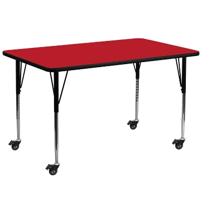 Flash Furniture Mobile 30''W X 72''L Rectangular HP Laminate Activity Table - Standard Height Adjustable Legs - Image 3