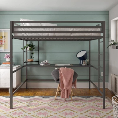 Full Maxwell Metal Loft Bed With Desk & Shelves - Novogratz - Image 8