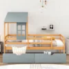 Twin Size House Low Loft Bed With Two Storage Drawers - ModernLuxe