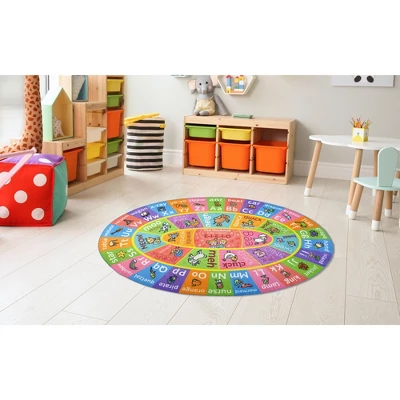 KC CUBS Boy & Girl Kids ABC Alphabet W/ Animals & Sounds Educational Learning & Fun Game Play Nursery Bedroom Classroom Oval Rug Carpet - Image 2
