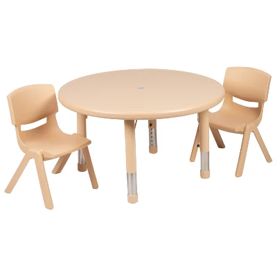 Flash Furniture 33" Round Plastic Height Adjustable Activity Table Set With 2 Chairs - Image 6
