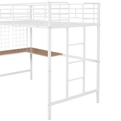 Twin Metal Loft Bed With Desk And Metal Grid - ModernLuxe - Image 10