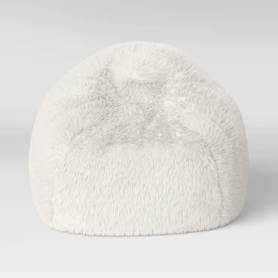 Long Fur Kids' Bean Bag Cream - Pillowfort™ - Image 2