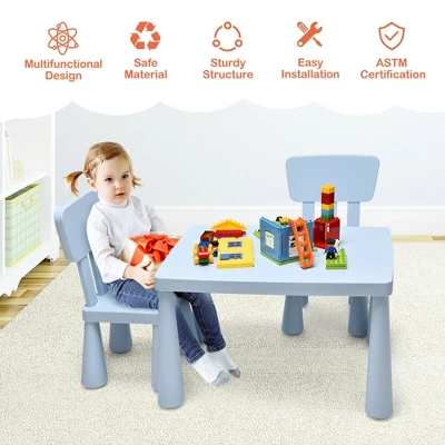Costway Kids Table & 2 Chairs Set Toddler Activity Play Dining Study Desk Baby Gift - Image 5