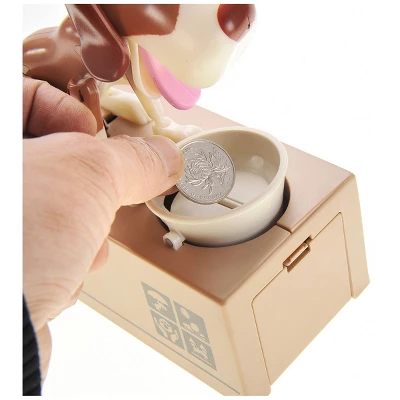Insten My Dog Piggy Bank, Robotic Coin Munching Money Box, Kids Toys Birthday Gift, White Brown - Image 3
