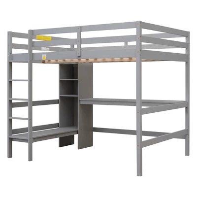 Full Size Loft Bed With Multifunction Shelves And Under-Bed Desk - ModernLuxe - Image 7