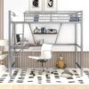 Twin Size Loft Metal Bed With Desk And Shelves - ModernLuxe