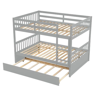 Full Over Full Bunk Bed With Trundle Bed And Ladder-ModernLuxe - Image 5