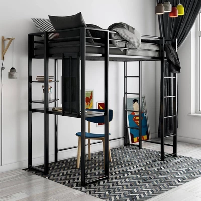 Twin Adele Loft Bed With Desk Black - Room & Joy - Image 2