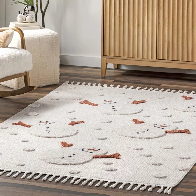 NuLOOM Kilah Snowmen High-Low Kids Tasseled Area Rug - Image 8