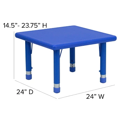 Flash Furniture 24" Square Plastic Height Adjustable Activity Table - Image 3