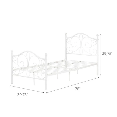 Twin Country Poetry Complete Metal Platform Bed White - South Shore - Image 7