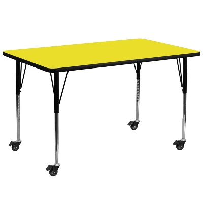 Flash Furniture Mobile 30''W X 72''L Rectangular HP Laminate Activity Table - Standard Height Adjustable Legs - Image 2