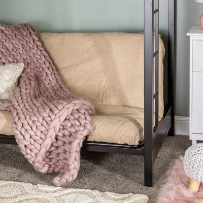 Twin Over Futon Analise Metal Bunk Bed Black - Saracina Home - Image 5